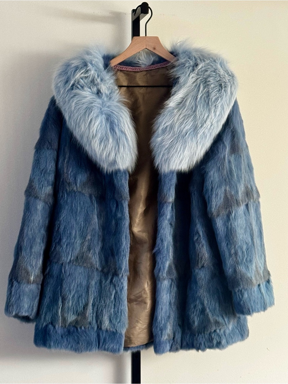 Vintage Fox Rabbit Fur Coat Blue